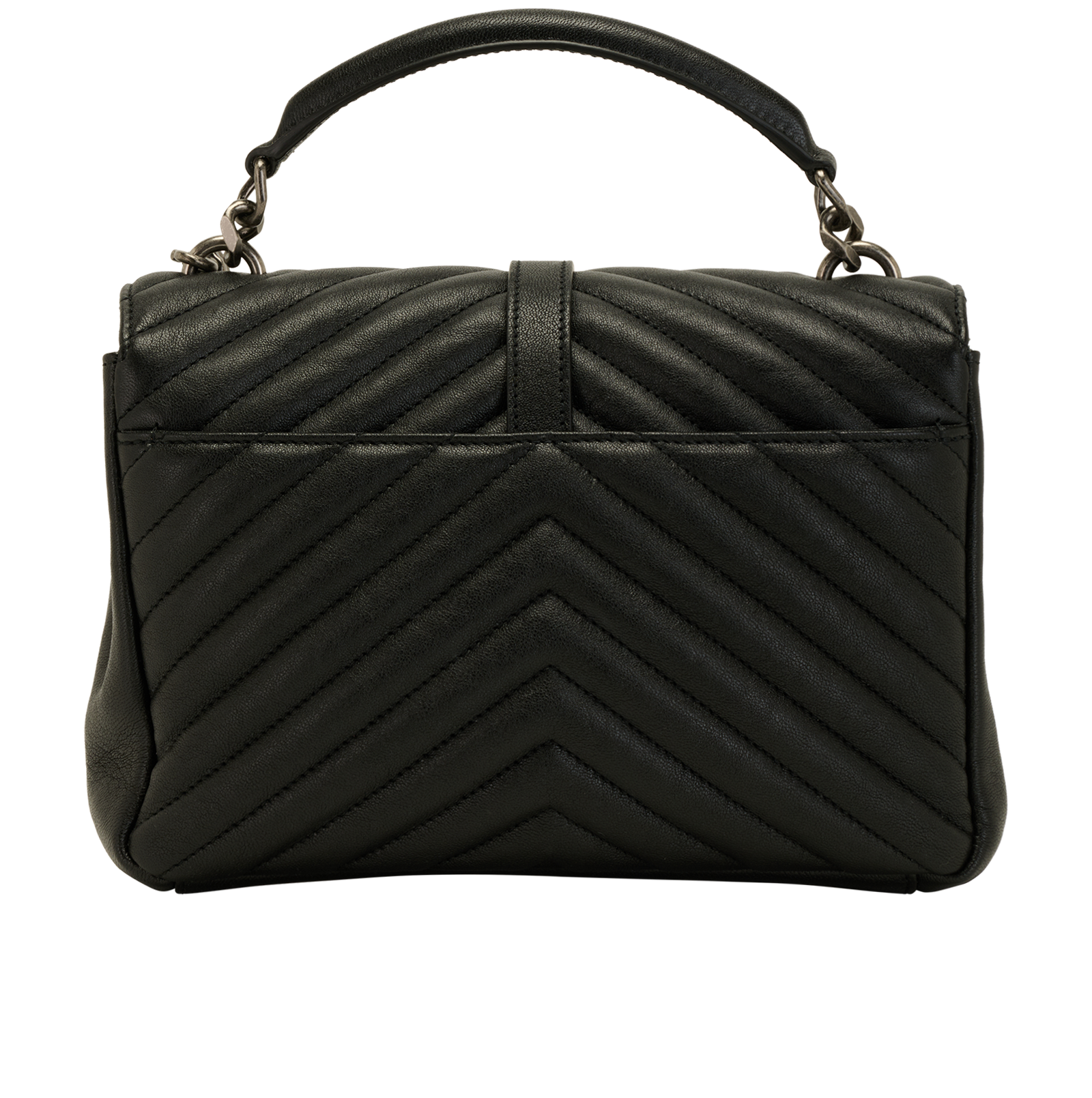 Medium College Bag, &pound;1,450, Handbags, Black, Leather, Back view